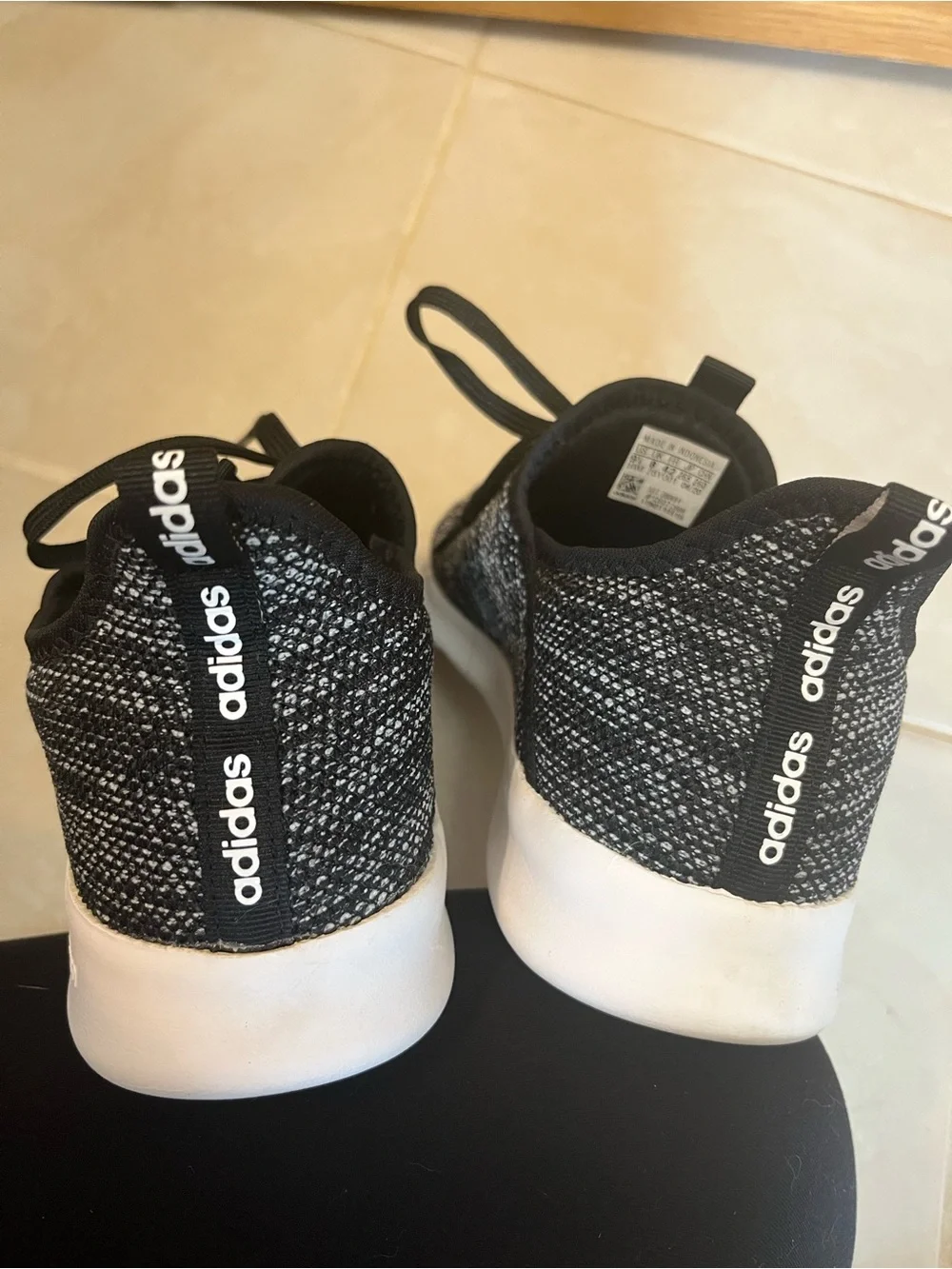 adidas Women’s Black and White Knit Lace-Up Athletic Sneakers